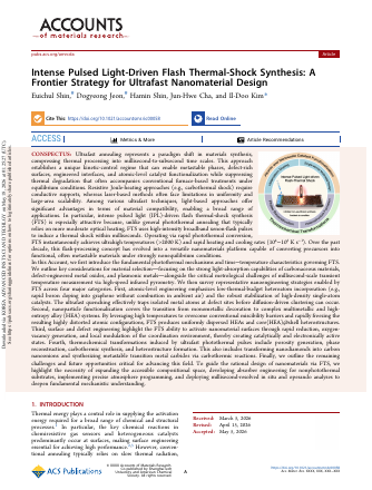 First page of the Accounts of Materials Research article on intense-pulsed-light flash thermal-shock synthesis