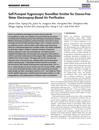 First page of the Advanced Functional Materials article on a self-pumped hygroscopic nanofiber emitter