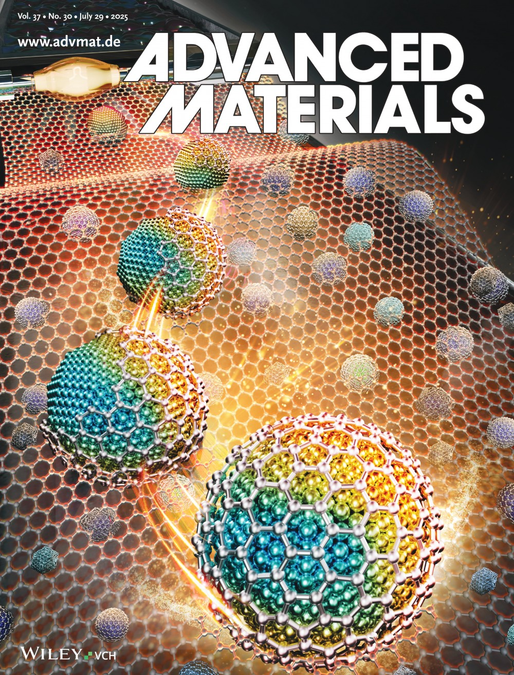 Advanced Materials back cover featuring flash thermal-shock synthesis of TMD and carbide heterostructures