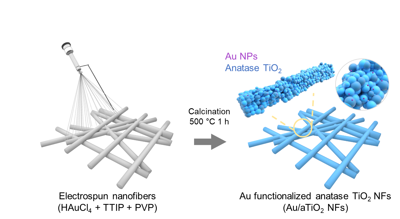 Intense-pulsed-light functionalization of anatase titanium dioxide nanofibers with gold nanoparticles